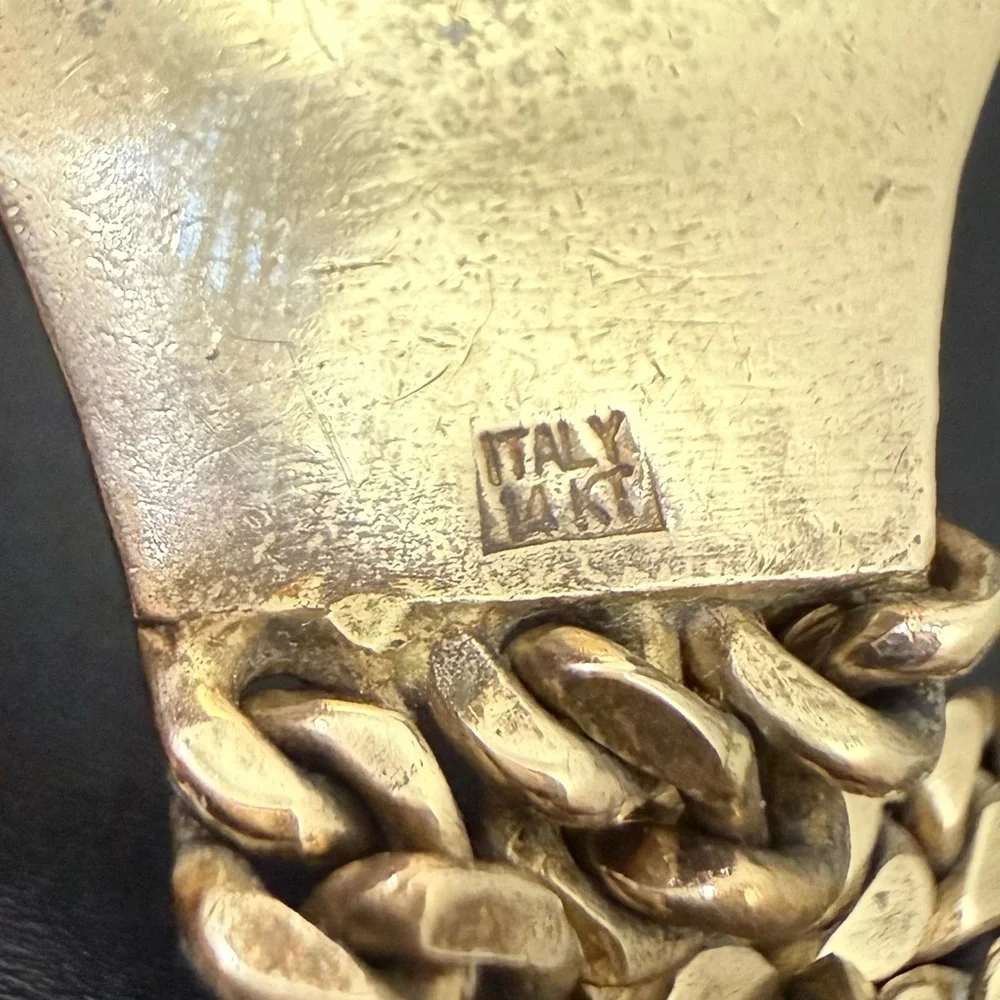 Vintage Saint Barbara Medallion Gold Triple Cuban Link Chain Religious Bracelet - Picture 15 of 16